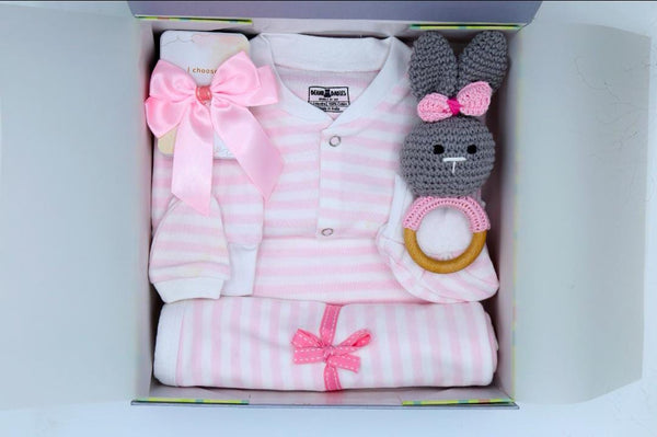 Pink Stripe Baby Girl Gift Box