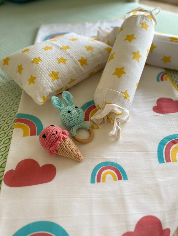 Starry Rainbow Mini Cot Set